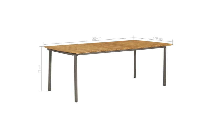 Havebord 200x100x72 cm Massivt Akacietræ Og Stål - Havemøbler - Havebord - Spisebord & havebord
