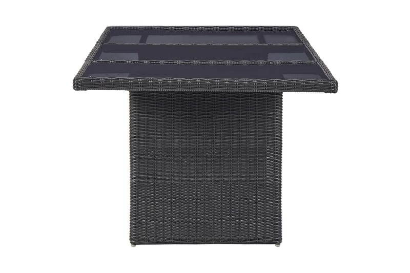 Havebord 200X100X74 cm Glas Og Polyrattan Sort - Sort - Spisebord & havebord