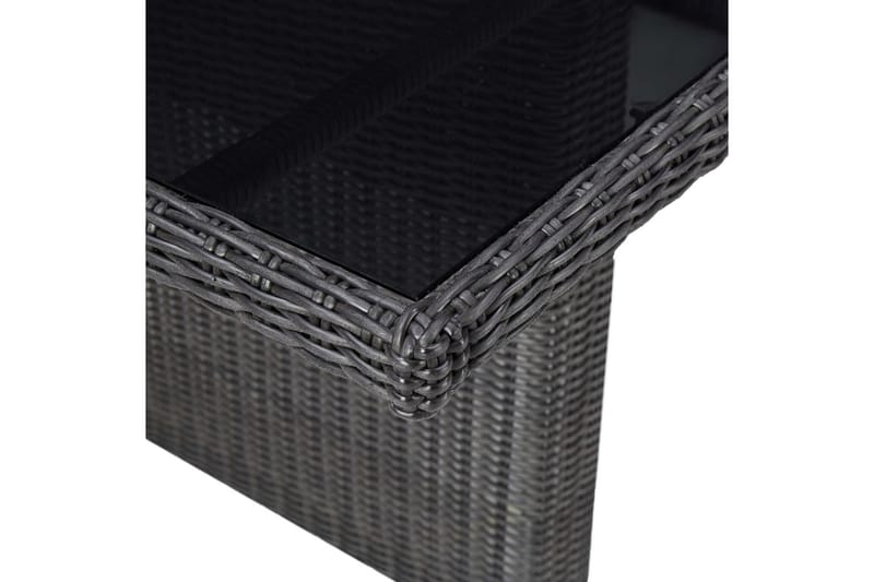 Havebord 200X100X74 cm Glas Og Polyrattan Sort - Sort - Spisebord & havebord