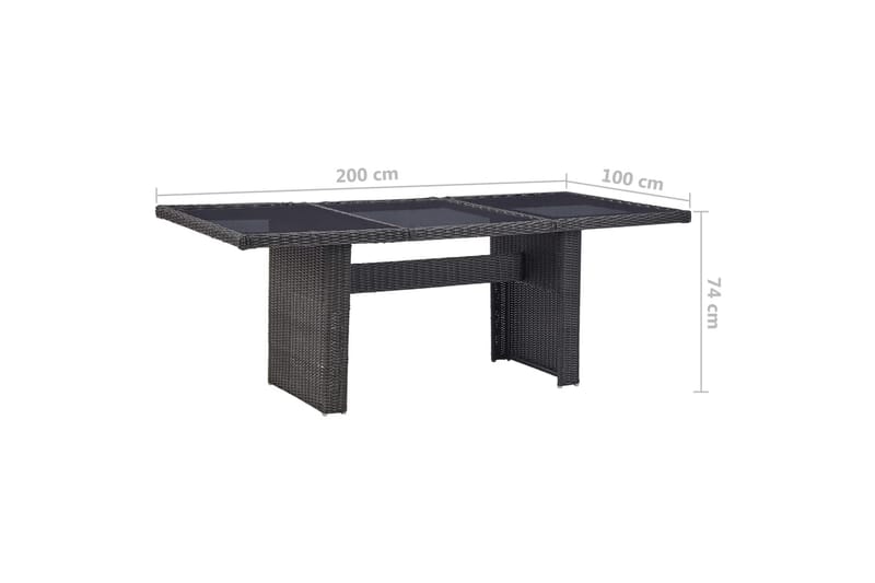 Havebord 200X100X74 cm Glas Og Polyrattan Sort - Sort - Havemøbler - Havebord - Spisebord & havebord