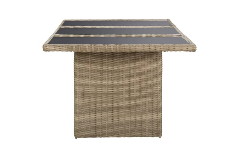 Havebord 200X100X74 cm Glas Og Polyrattan Brun - Brun - Spisebord & havebord