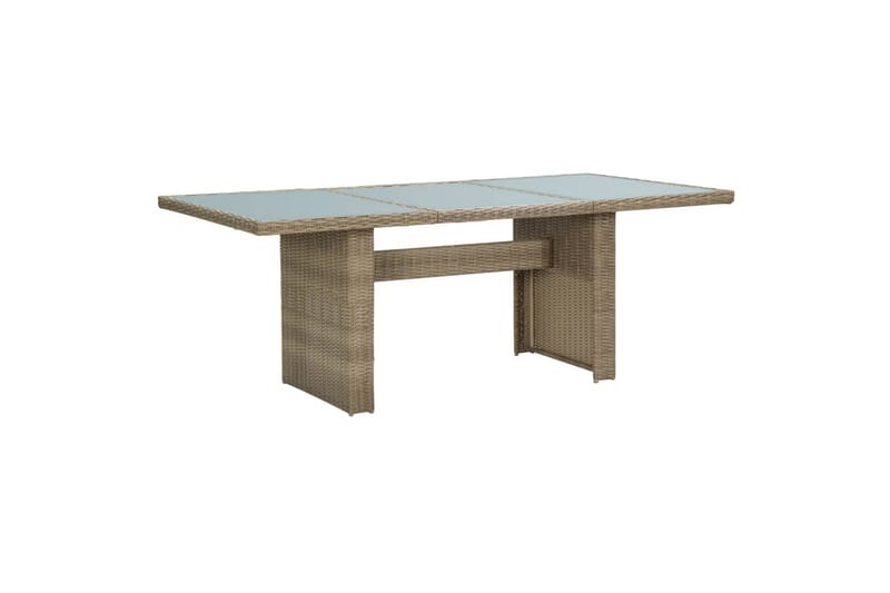 Havebord 200X100X74 cm Glas Og Polyrattan Brun - Brun - Havemøbler - Havebord - Spisebord & havebord