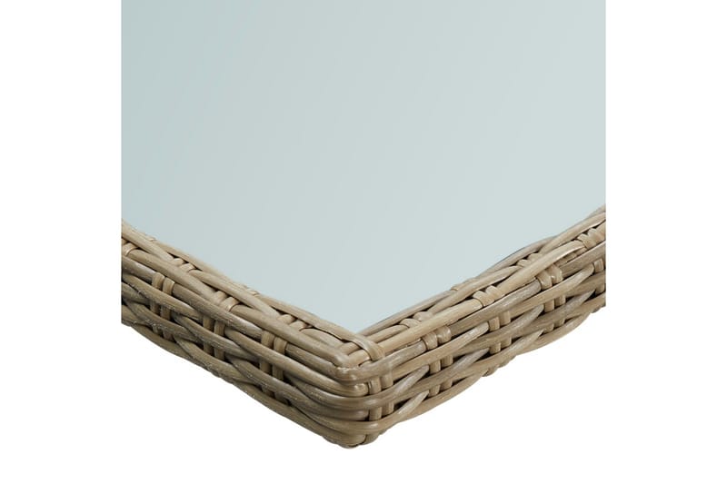 Havebord 200X100X74 cm Glas Og Polyrattan Brun - Brun - Spisebord & havebord