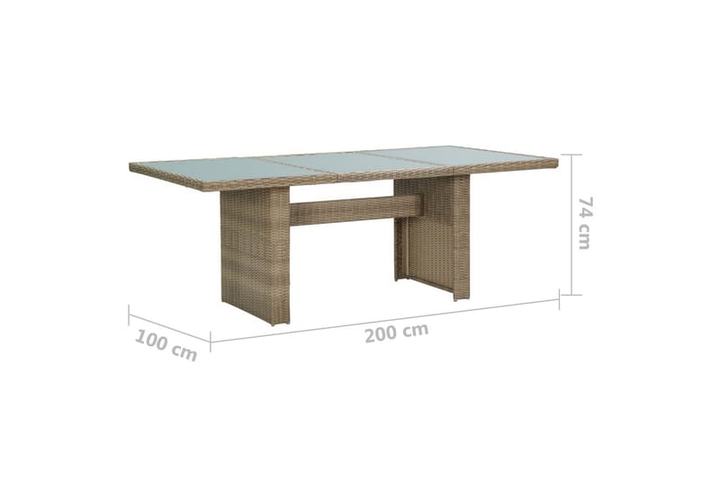 Havebord 200X100X74 cm Glas Og Polyrattan Brun - Brun - Spisebord & havebord