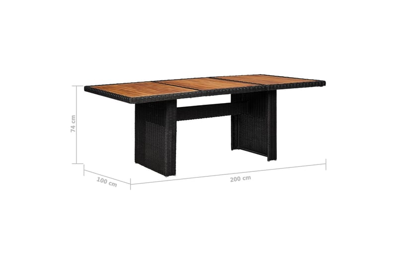 Havebord 200X100X74 cm Polyrattan Sort - Sort - Havemøbler - Havebord - Spisebord & havebord