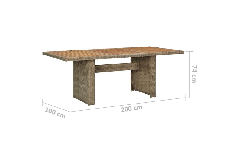 Havebord 200X100X74 cm Polyrattan Brun - Brun - Havemøbler - Havebord - Spisebord & havebord