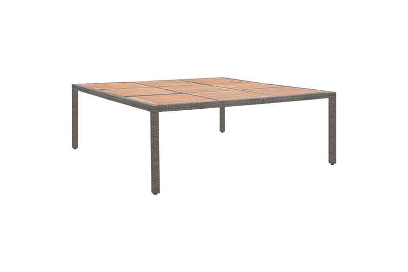 Havebord 200x200x74 cm Polyrattan Og Akacietræ Grå - Havemøbler - Havebord - Spisebord & havebord