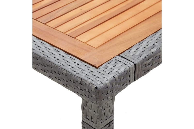 Havebord 200x200x74 cm Polyrattan Og Akacietræ Grå - Havemøbler - Havebord - Spisebord & havebord