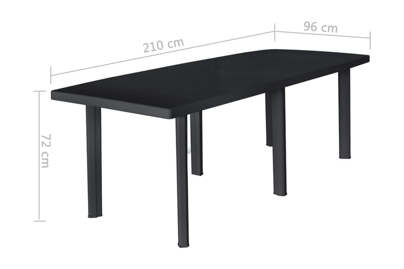 Havebord 210 X 96 X 72 Cm Plastik Antracitgrå - Grøn - Havemøbler - Havebord - Spisebord & havebord