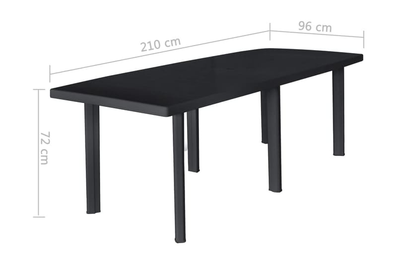 Havebord 210 X 96 X 72 Cm Plastik Antracitgrå - Grøn - Spisebord & havebord