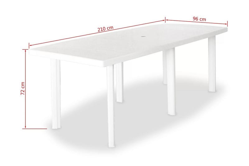 Havebord 210 X 96 X 72 Cm Plastik Hvid - Hvid - Spisebord & havebord