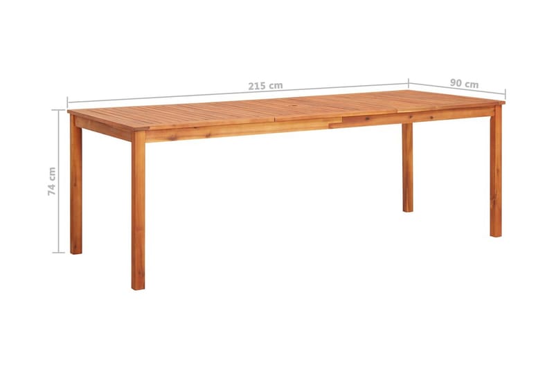 Havebord 215 x 90 x 74 cm massivt akacietræ - Brun - Havemøbler - Havebord - Spisebord & havebord