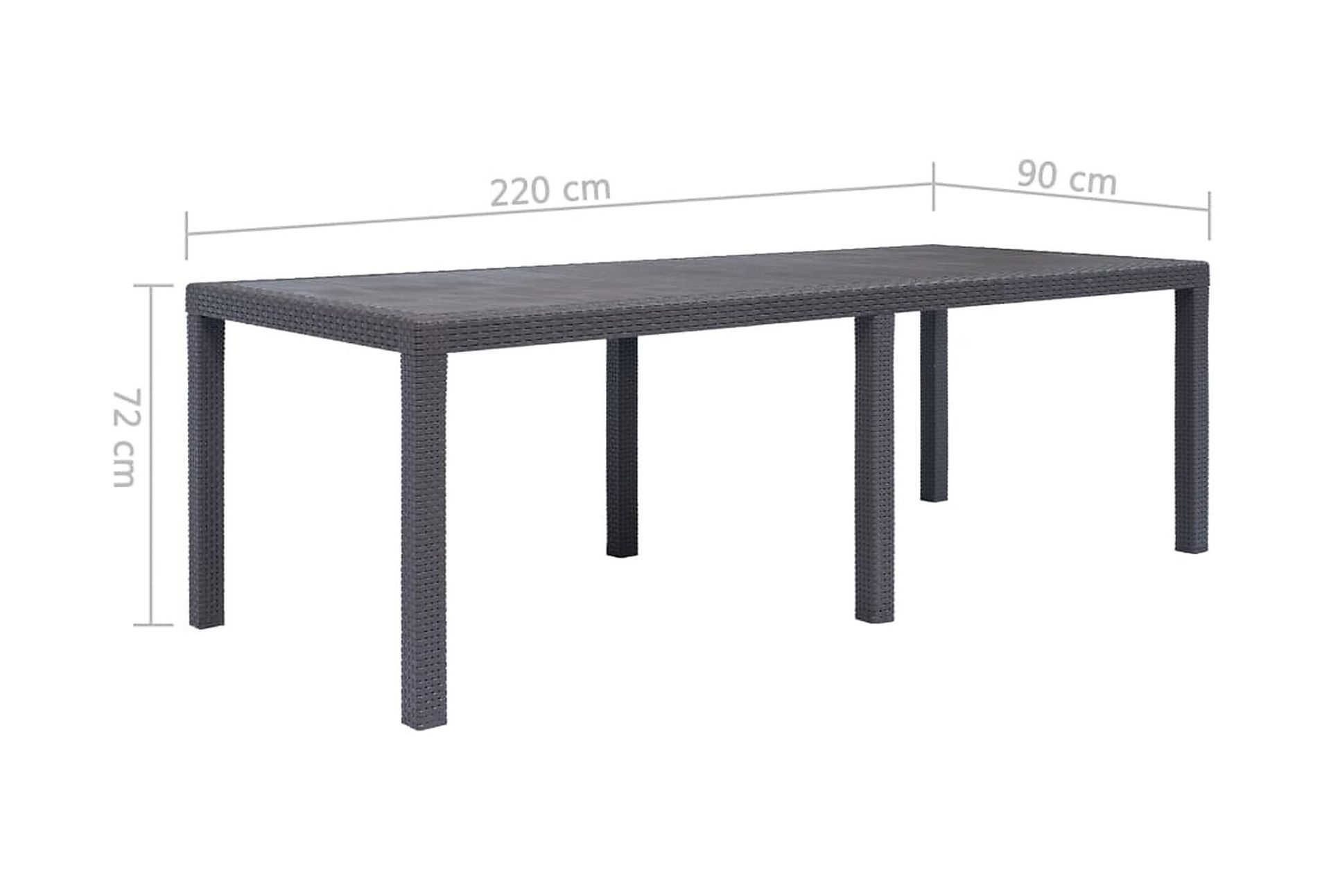 Havebord 220 X 90 X 72 Cm Plastik Rattanlook Brun - Brun - Havemøbler - Havebord - Spisebord & havebord