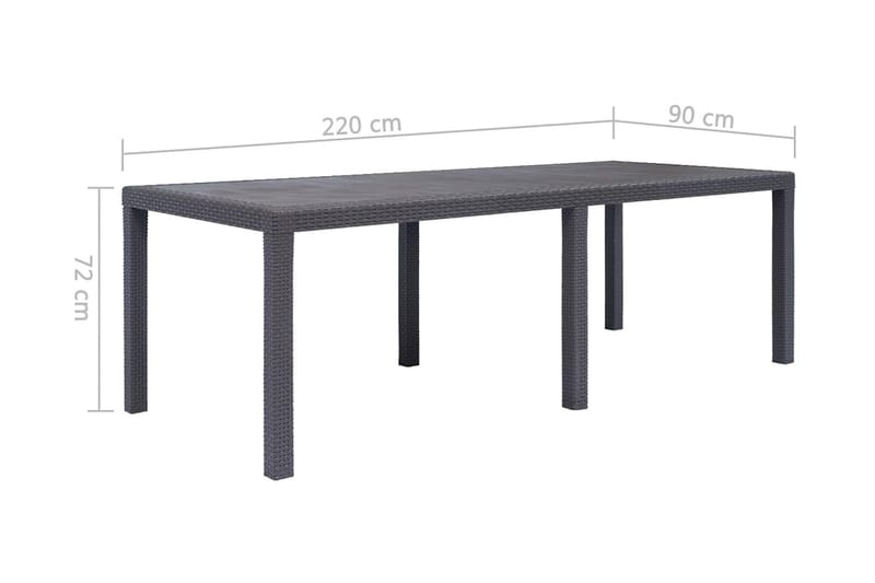 Havebord 220 X 90 X 72 Cm Plastik Rattanlook Brun - Brun - Havemøbler - Havebord - Spisebord & havebord