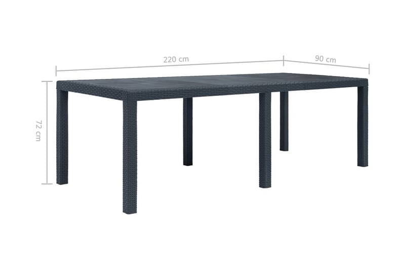 Havebord 220 X 90 X 72 Cm Plastik Rattanlook Antracitgrå - Grå - Havemøbler - Havebord - Spisebord & havebord