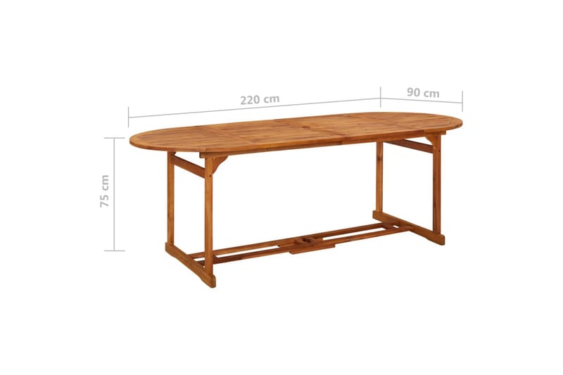 havebord 220x90x75 cm massivt akacietræ - Brun - Havemøbler - Havebord - Spisebord & havebord