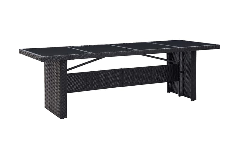 Havebord 240X90X74 cm Polyrattan Og Glas Sort - Sort - Havemøbler - Havebord - Spisebord & havebord