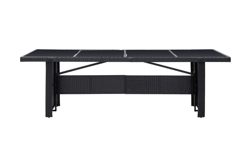 Havebord 240X90X74 cm Polyrattan Og Glas Sort - Sort - Havemøbler - Havebord - Spisebord & havebord