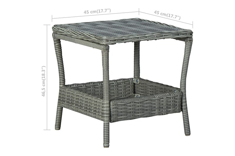 Havebord 45x45x46,5 cm polyrattan lysegrå - Grå - Spisebord & havebord