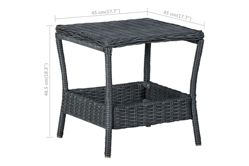 Havebord 45x45x46,5 cm polyrattan mørkegrå - Grå - Havemøbler - Havebord - Spisebord & havebord