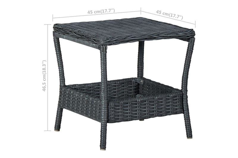 Havebord 45x45x46,5 cm polyrattan mørkegrå - Grå - Spisebord & havebord