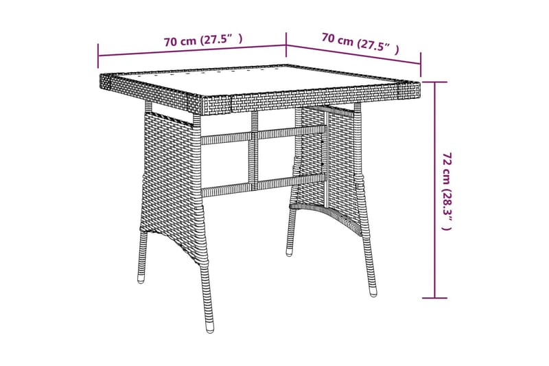 havebord 70x70x72 cm polyrattan og massivt akacietræ grå - Grå - Spisebord & havebord