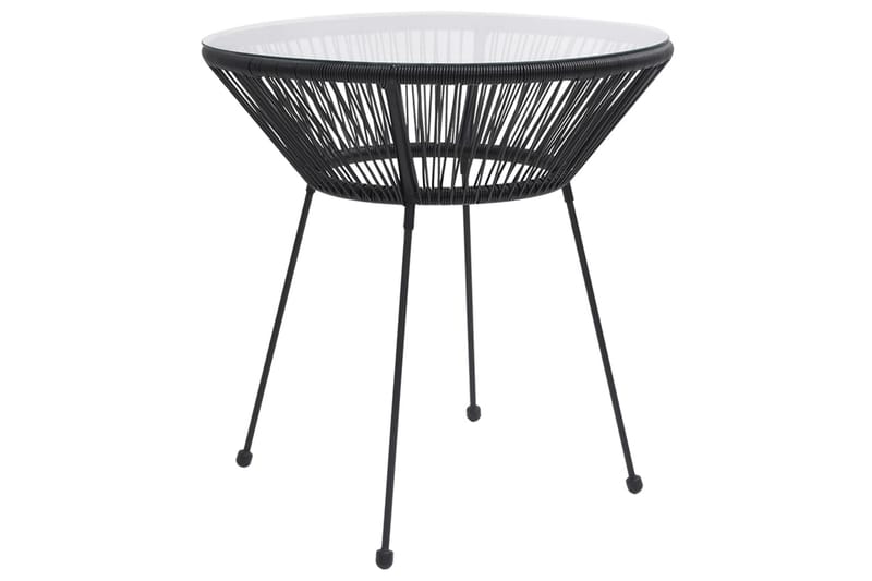 havebord 70x74 cm rattan og glas sort - Sort - Havemøbler - Havebord - Spisebord & havebord