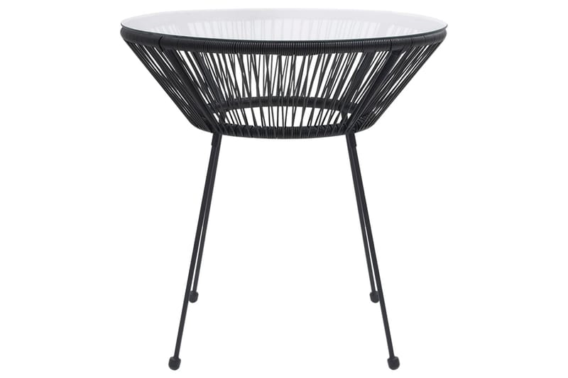 havebord 70x74 cm rattan og glas sort - Sort - Havemøbler - Havebord - Spisebord & havebord