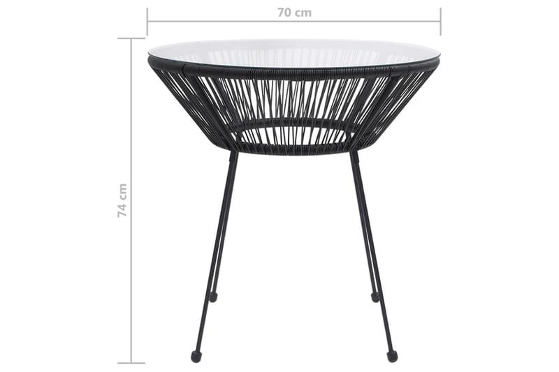 havebord 70x74 cm rattan og glas sort - Sort - Havemøbler - Havebord - Spisebord & havebord