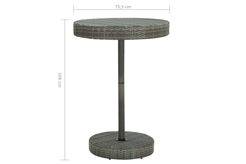 Havebord 75,5x106 cm polyrattan grå - Grå - Spisebord & havebord