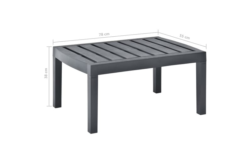 Havebord 78x55x38 cm Plastik Antracitgrå - Grå - Spisebord & havebord
