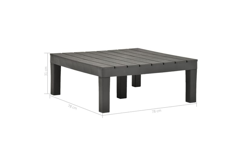 Havebord 78x78x31 cm Plastik Antracitgrå - Grå - Spisebord & havebord