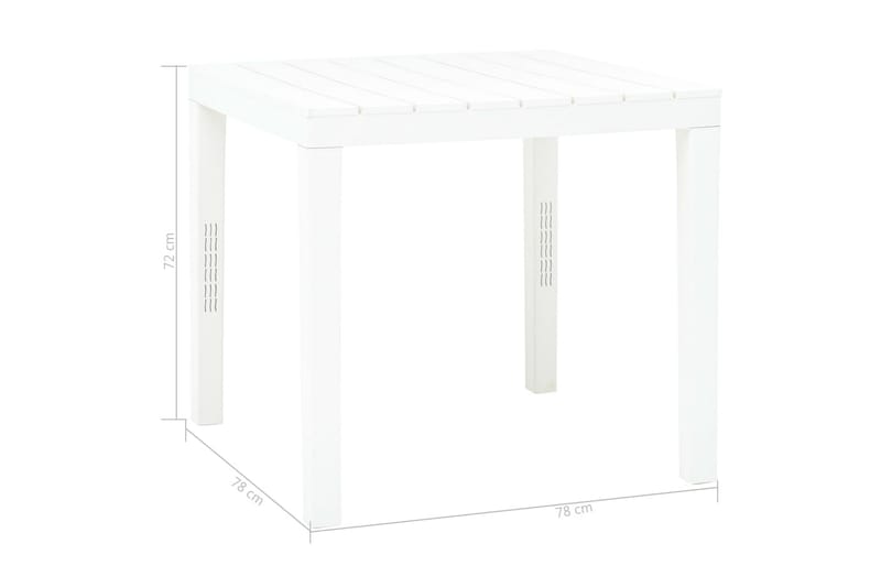 Havebord 78x78x72 cm Plastik Hvid - Hvid - Havemøbler - Havebord - Spisebord & havebord