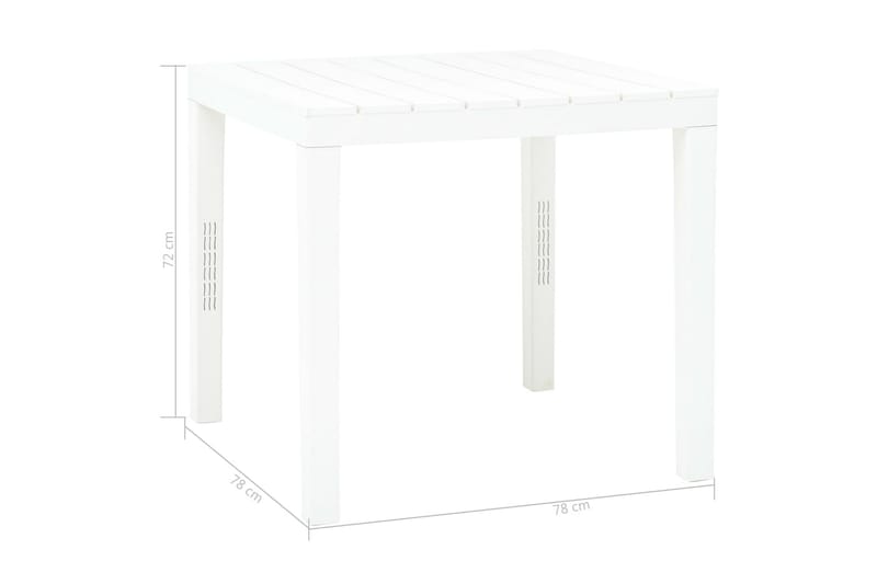 Havebord 78x78x72 cm Plastik Hvid - Hvid - Spisebord & havebord