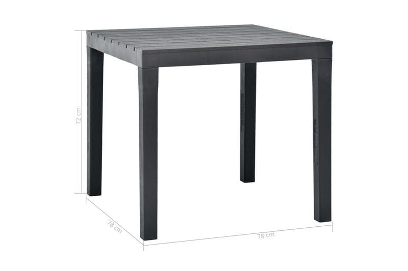Havebord 78x78x72 cm Plastik Antracitgrå - Grå - Havemøbler - Havebord - Spisebord & havebord