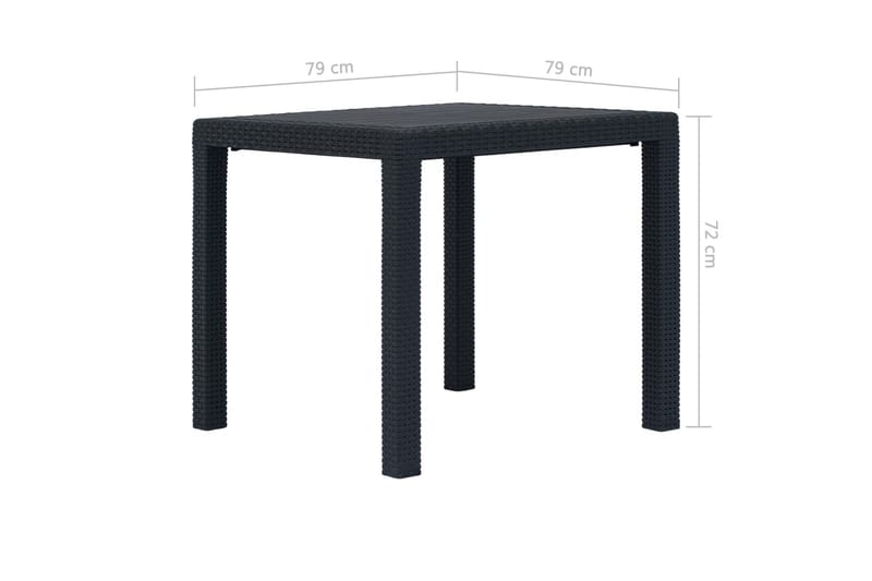Havebord 79 X 79 X 72 Cm Plastik Rattanlook Antracitgrå - Grå - Havemøbler - Havebord - Spisebord & havebord