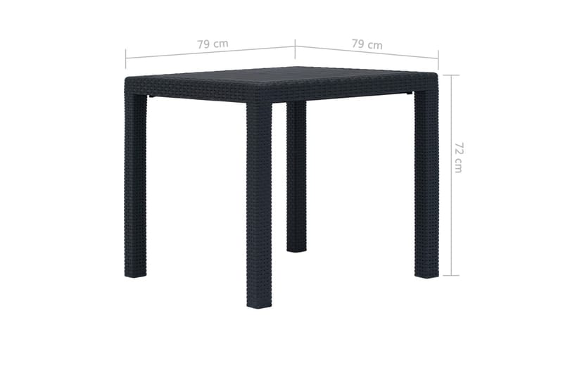 Havebord 79 X 79 X 72 Cm Plastik Rattanlook Antracitgrå - Grå - Spisebord & havebord