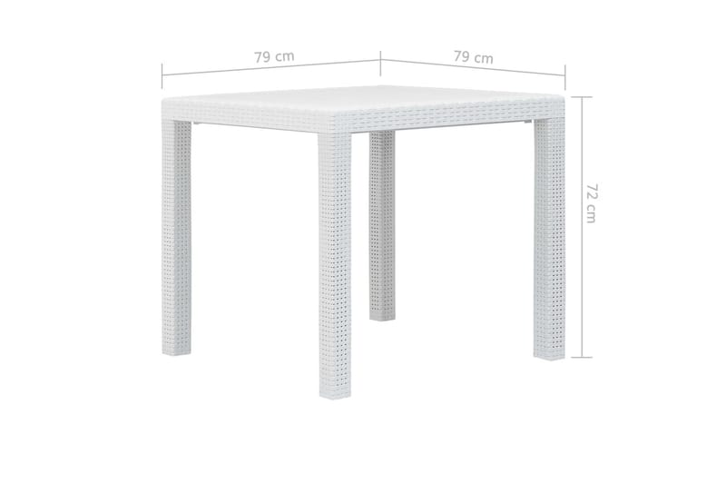 Havebord 79 X 79 X 72 Cm Plastik Rattanlook Hvid - Hvid - Spisebord & havebord