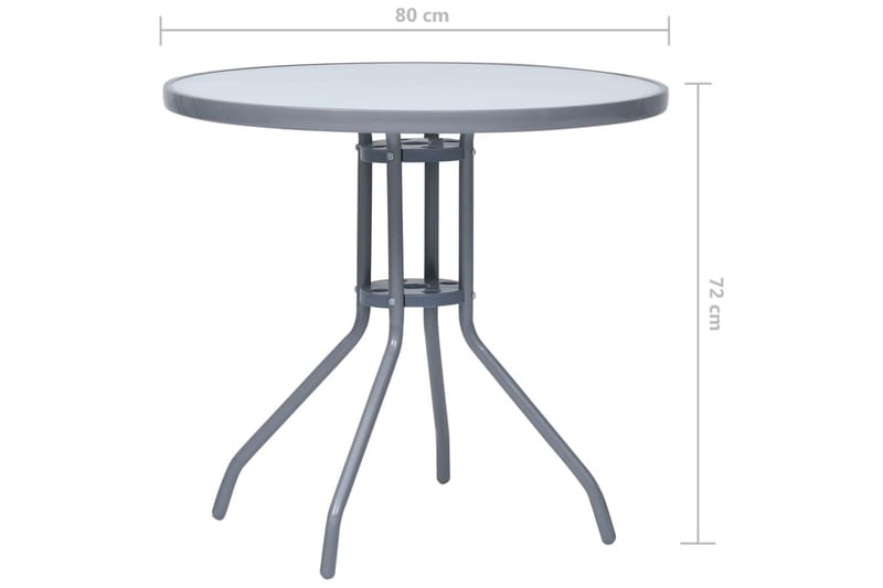 havebord 80 cm stål og glas lysegrå - Grå - Havemøbler - Havebord - Spisebord & havebord