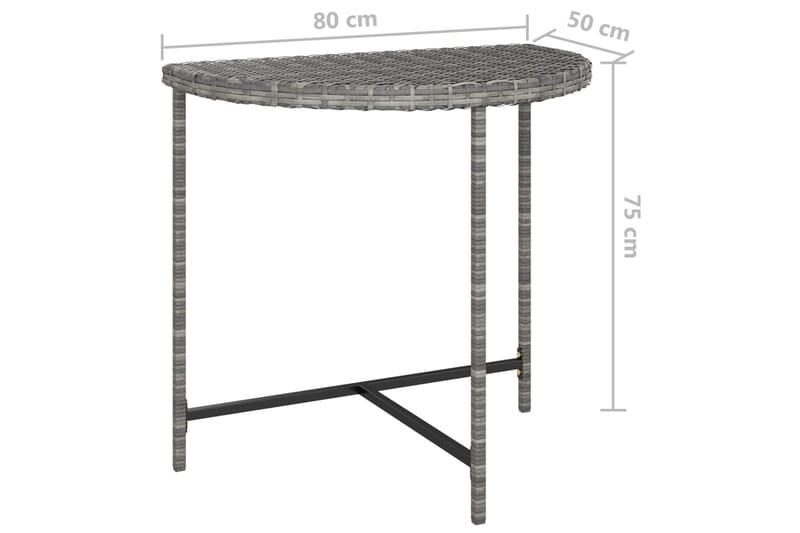 havebord 80x50x75 cm polyrattan grå - Grå - Spisebord & havebord