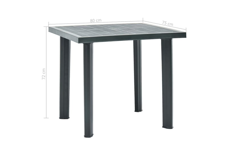 Havebord 80x75x72 cm Plastik Grøn - Grøn - Havemøbler - Havebord - Spisebord & havebord