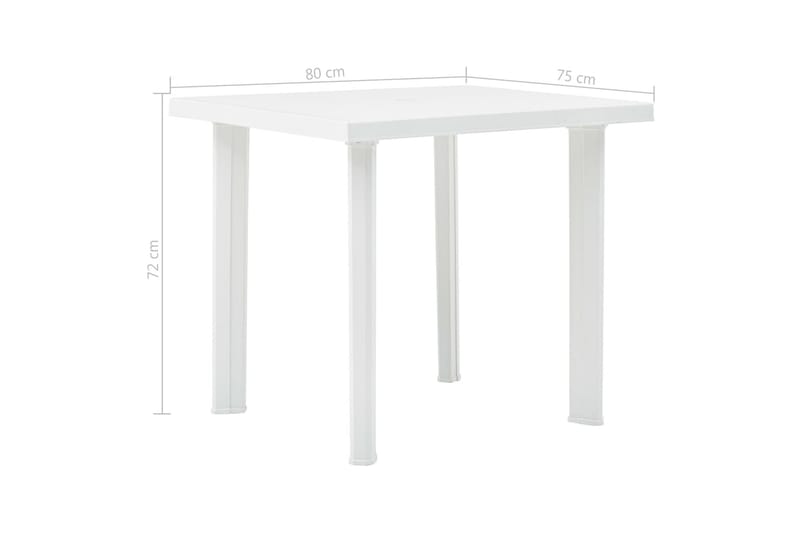 Havebord 80x75x72 cm Plastik Hvid - Hvid - Havemøbler - Havebord - Spisebord & havebord