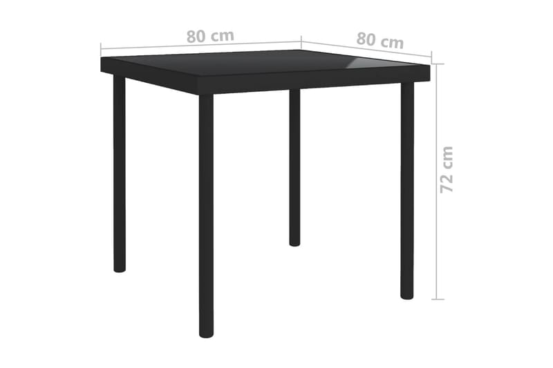 havebord 80x80x72 cm glas og stål sort - Sort - Spisebord & havebord