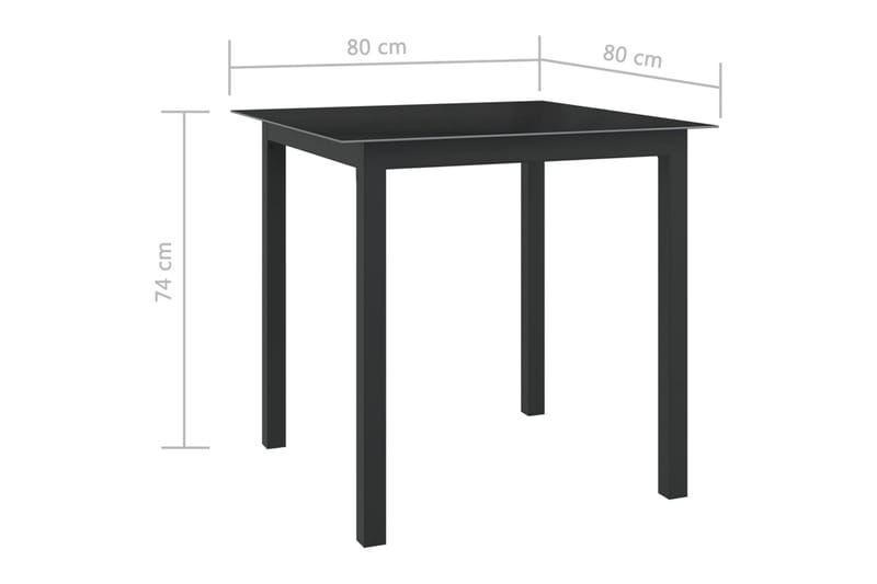 havebord 80x80x74 cm antracitgrå glas og aluminium - Antracit - Havemøbler - Havebord - Spisebord & havebord