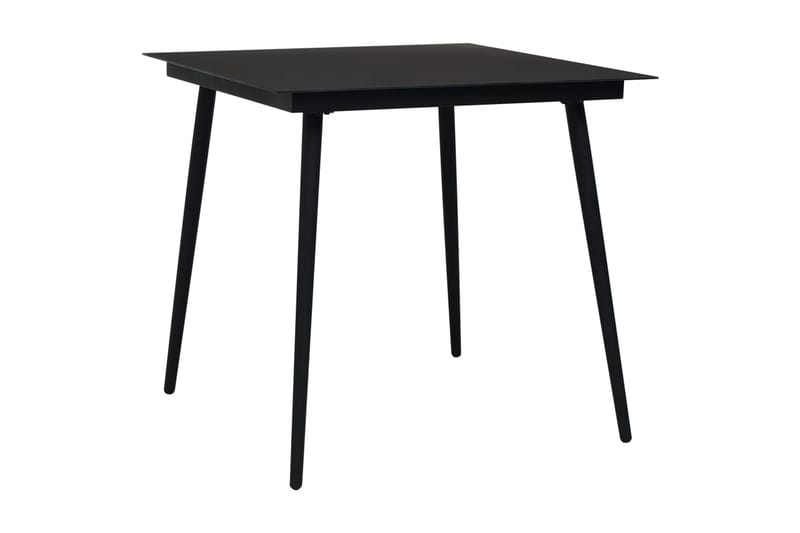 Havebord 80x80x74 cm stål og glas sort - Sort - Havemøbler - Havebord - Spisebord & havebord