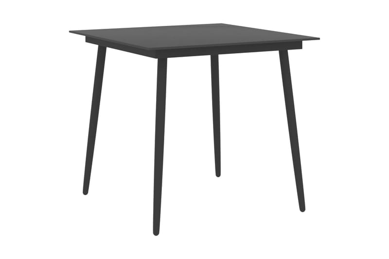 havebord 80x80x74 cm stål og glas sort - Sort - Havemøbler - Havebord - Spisebord & havebord