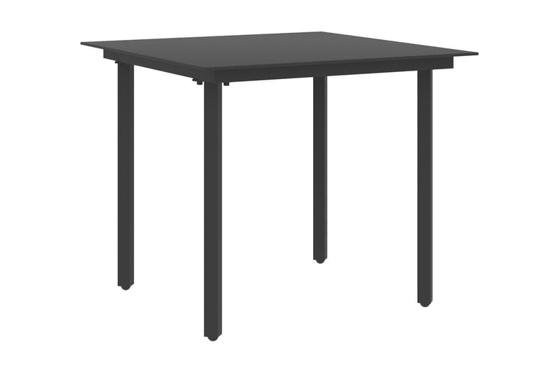 havebord 80x80x74 cm stål og glas sort - Sort - Havemøbler - Havebord - Spisebord & havebord