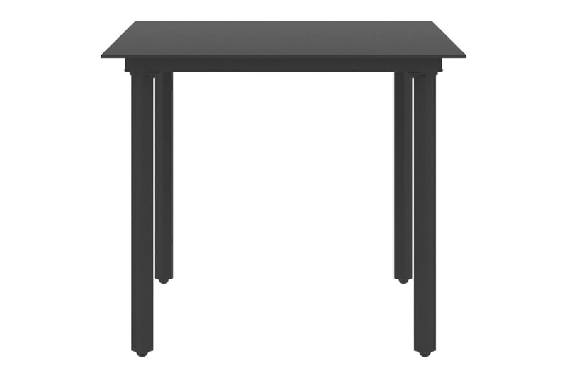 havebord 80x80x74 cm stål og glas sort - Sort - Havemøbler - Havebord - Spisebord & havebord