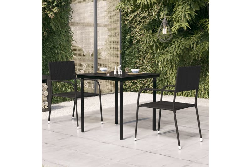 havebord 80x80x74 cm stål og glas sort - Sort - Havemøbler - Havebord - Spisebord & havebord
