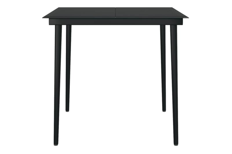 havebord 80x80x74 cm stål og glas sort - Sort - Havemøbler - Havebord - Spisebord & havebord